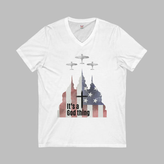 It's a God Thing Unisex Jersey Short Sleeve V-Neck Tee Printify