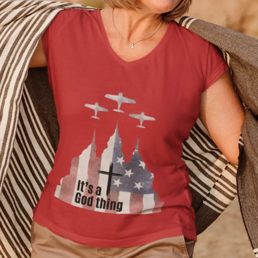 It's a God Thing Unisex Jersey Short Sleeve V-Neck Tee Daroe's Devine Designs
